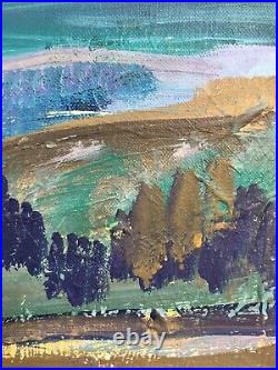 Vintage Mid Century Abstract Modern Oil Painting Landscape Seascape