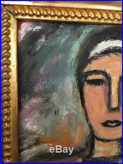 Vintage Mid Century Abstract Portrait Oil Painting
