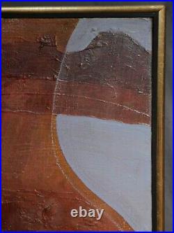 Vintage Mid Century Modern Abstract Oil Painting Ronald Hayes Maine 1972 Cubism