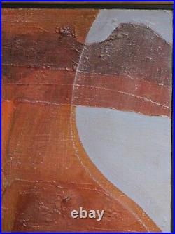 Vintage Mid Century Modern Abstract Oil Painting Ronald Hayes Maine 1972 Cubism