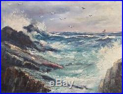 Vintage Mid-Century Oil Seascape Painting