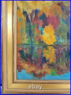 Vintage Oil Painting on Canvas Landscape Signed Deborah Patton Fall Foliage