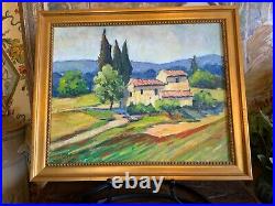 Vintage Original French Framed Oil Painting Provence Landscape Signed