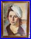 Vintage-Painting-Oil-On-Canvas-Portrait-Woman-Beret-Wood-Frame-Lady-Decor-Old-01-kcx