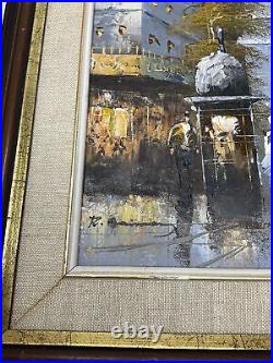 Vintage R Simon Paris Street Oil Painting Framed Art arch of triumph Signed