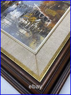 Vintage R Simon Paris Street Oil Painting Framed Art arch of triumph Signed