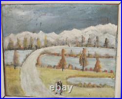 Vintage fauvist oil painting landscape