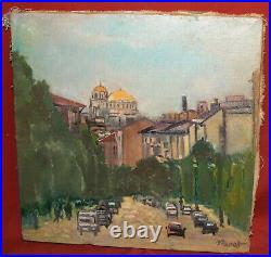 Vintage impressionist oil painting cityscape landscape signed