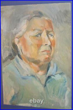 Vintage impressionist oil painting old woman portrait
