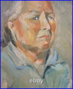 Vintage impressionist oil painting old woman portrait
