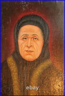 Vintage oil painting old woman portrait