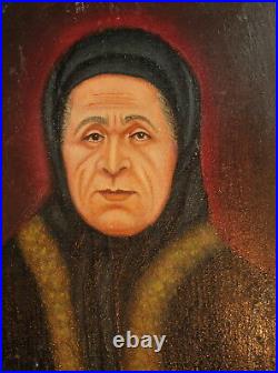 Vintage oil painting old woman portrait