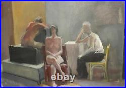 Vintage realist oil painting figures portrait nude