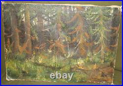 Vintage realist oil painting landscape of a forest