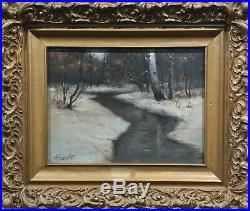 Volmant New England winter landscape -Oil painting c1910s