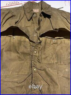 Vtg Filson Oil Tin Cloth Jacket Hunting Waxed Cotton Canvas Work Coat Style #60
