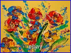 WILD FIELD BOUQUET FLOWERS Art Painting Original Oil Canvas Gallery Artist NR