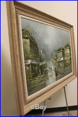 WILSON Large Impressionist Oil on Canvas Original Street Scene Framed Painting