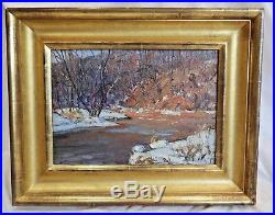 Walter Baum Bucks County PA Artist Melting Snow Wooded Scene Signed Oil Painting