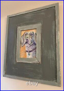 Weimaraner, Dog, 8x10, Original Oil Painting, Framed, Signed Art, Artist
