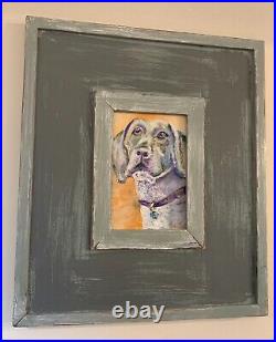 Weimaraner, Dog, 8x10, Original Oil Painting, Framed, Signed Art, Artist