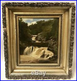William Hart Signed Hudson River School Waterfall Landscape Framed Oil Painting