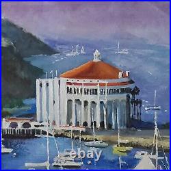 YARY DLUHOS Santa Catalina Island Casino California Harbor Original Oil Painting