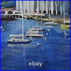 YARY DLUHOS Santa Catalina Island Casino California Harbor Original Oil Painting