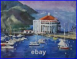 YARY DLUHOS Santa Catalina Island Casino California Harbor Original Oil Painting