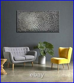 YaSheng Art 24x48 Inch Large Abstract Art Oil Paintings on Canvas Gray Grad