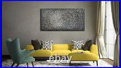 YaSheng Art 24x48 Inch Large Abstract Art Oil Paintings on Canvas Gray Grad